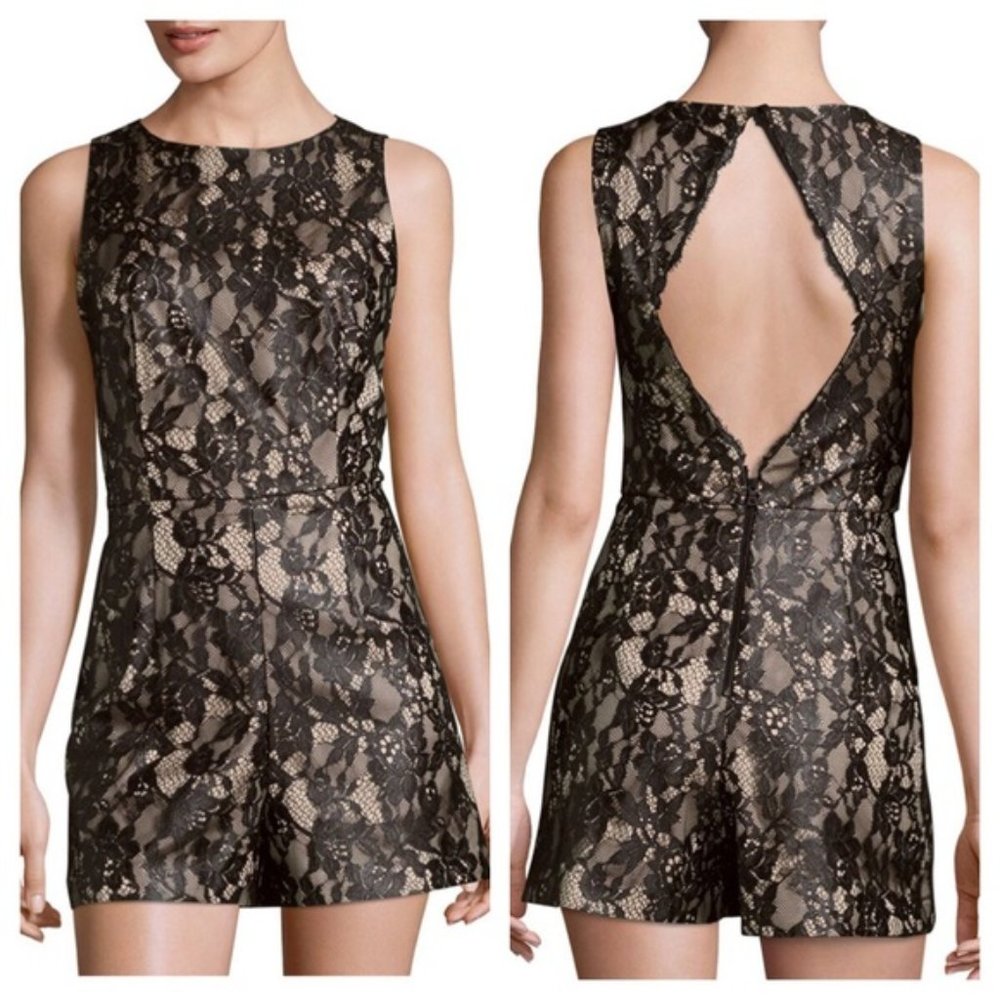 NWT Alice + Olivia Ashleigh Lace Satin Romper